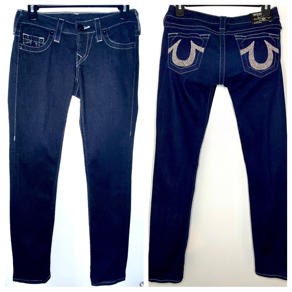 **NWOT** True Religion Stella Jeans w/ metallic embroidered horseshoe (SIZE 25)